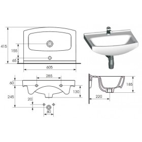 Фото 1 Умывальник мебельный Cersanit Cersania NEW 60
