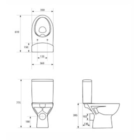 Фото 3 Унітаз компакт 518 PARVA NEW CleanON 011 Г/В, злив 3/5л, з сид. Duroplast Soft Сlose