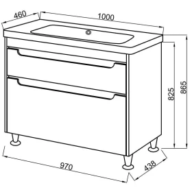 Фото 2 Тумба підлогова Valencia біла ТНБ-2 Д 100 з умивальником Bolero 