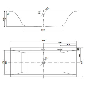 Фото 2 Ванна акрилова прямокутна Cersanit LARGA 180х80 з ніжками (S301-306)