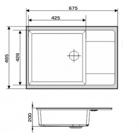 Фото 1 Кухонная мойка Granado LINARES black shine (675*495mm.)