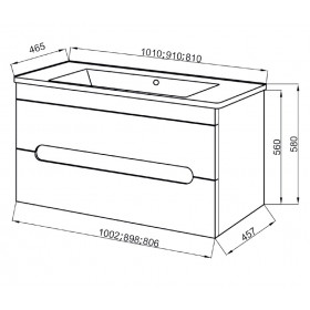 Фото 2 Тумба подвесная Модена 100 ТП-2Д  с умывальником Арте 100