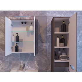 Фото 2 Зеркальный шкаф Livorno LvrMC-80 структурный камень