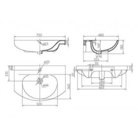 Фото 3 Тумба Ариал Консул 70 Т-6 ВЕНГЕ с умывальником Руна 70