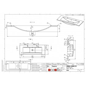 Фото 1 Умывальник из литого мрамора Marmite YRSA 1200С (12129121203)