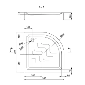 Фото 1 Душовий піддон Lidz KAPIELKA ST 90*90*16 напівкруглий (LKUST909016) + сифон