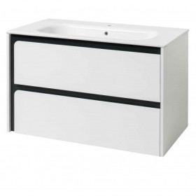 Фото Тумба підвісна Stella антрацит глянець ТП-2Д 75 з умивальником  Stella